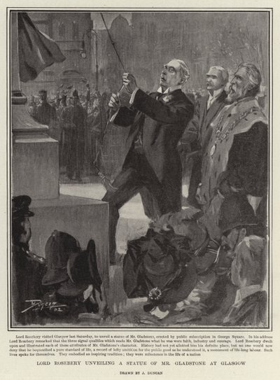 Lord Rosebery svela una statua di Mr Gladstone a Glasgow da after John Duncan